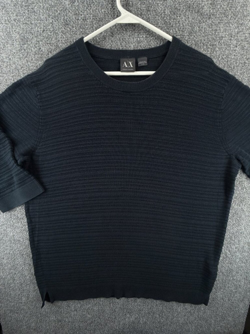 Armani Exchange Half Sleeve Navy Blue Waffle Knit Sweater XL All Cotton Knit